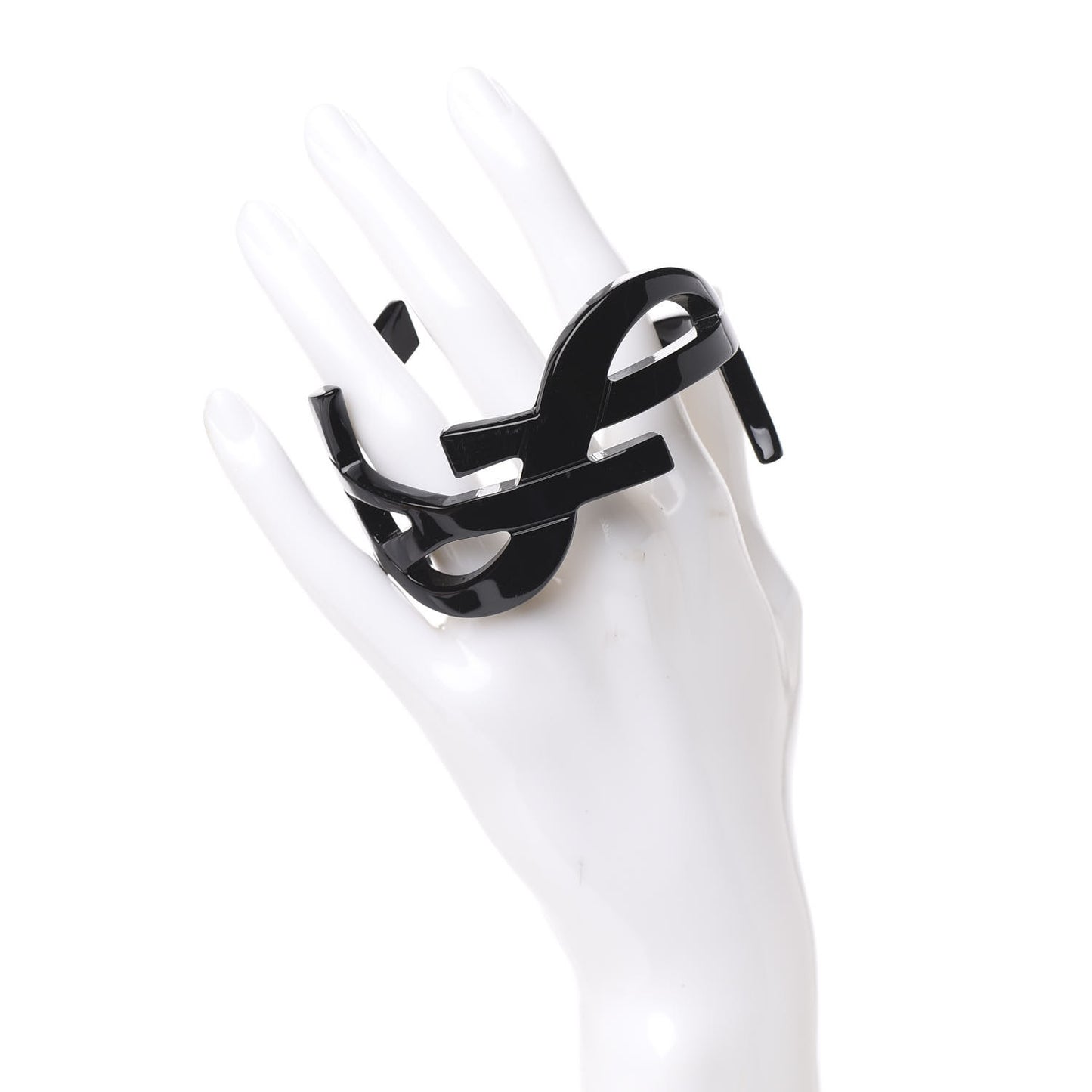 Brass Monogram Medium Cuff Bracelet Black