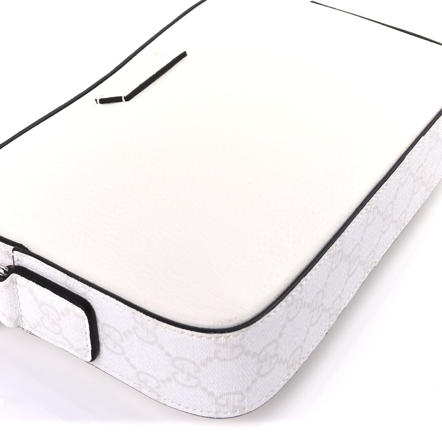 GG Supreme Monogram Textured Dollar Calfskin Small Crossbody Bag  White