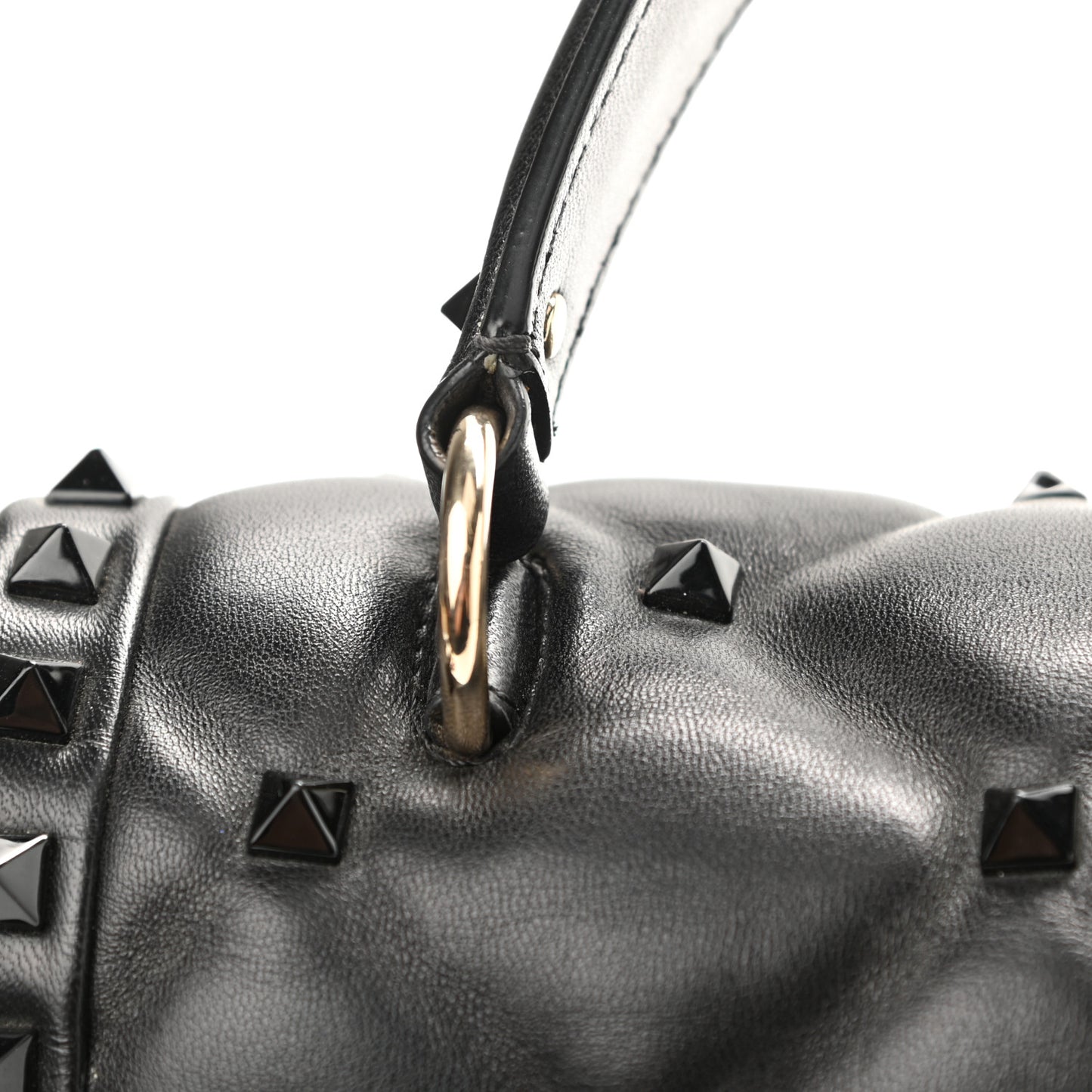 Nappa Monochrome Medium Candystud Top Handle Bag Black