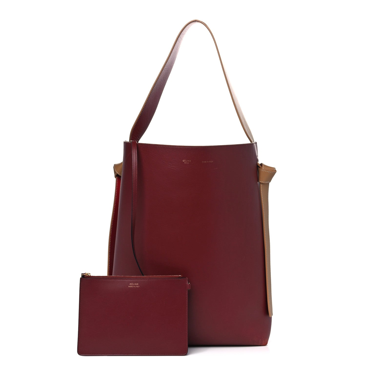 Celine Shiny Smooth Calfskin Small Twisted Cabas Dark Ruby Navy 1 of 23