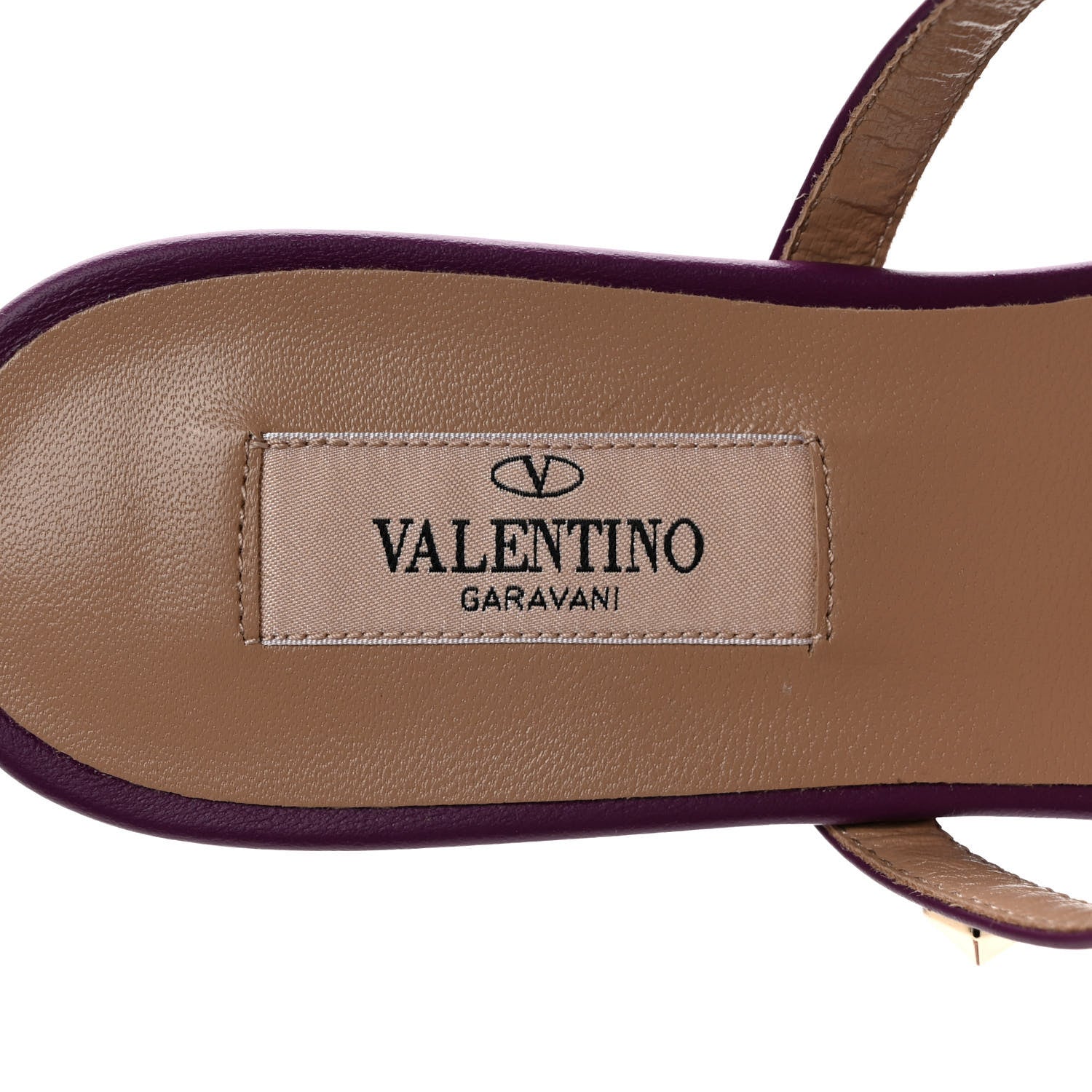 Valentino Garavani Calfskin Nappa Rockstud Caged Flat Slide Sandals 36 Prune 7 of 9