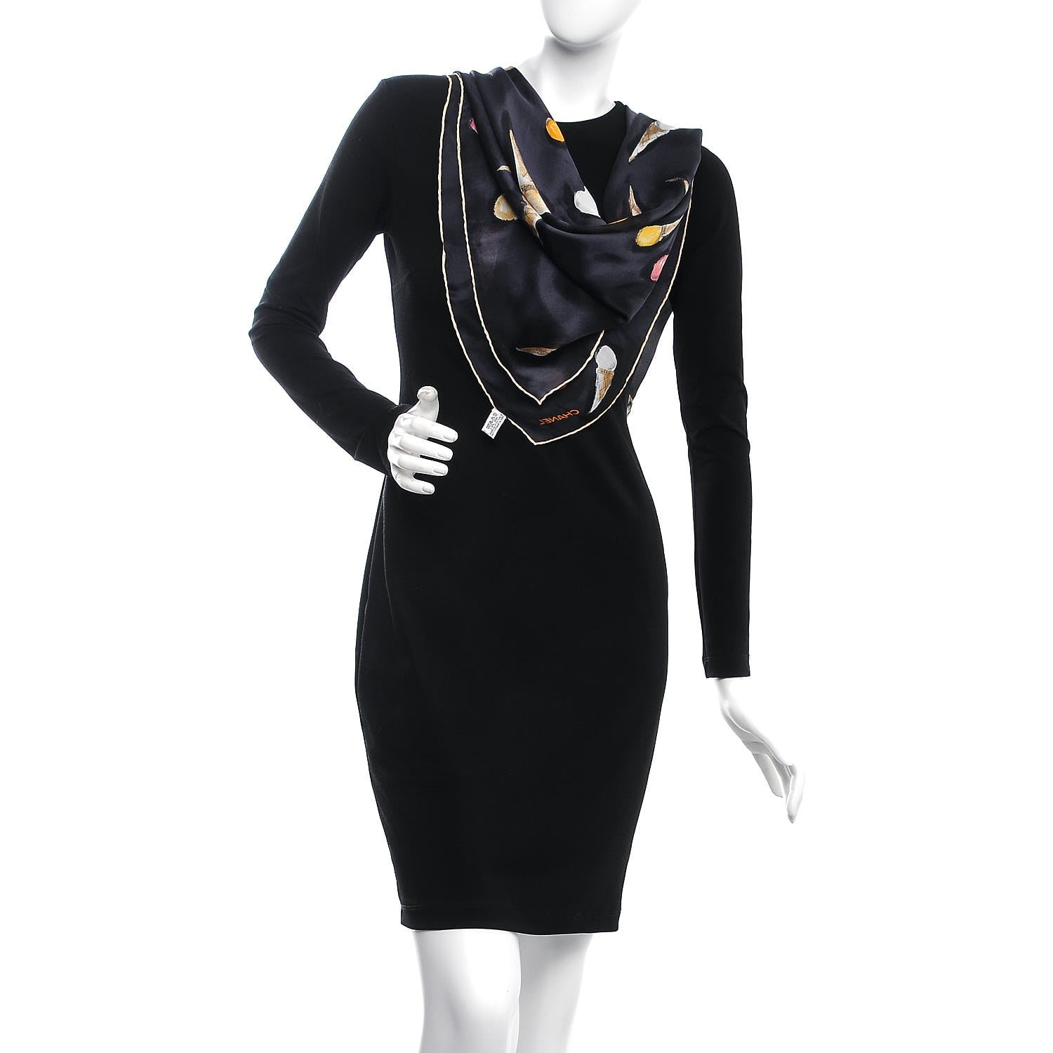 Chanel Silk Ice Cream Cones Scarf Black 2 of 5