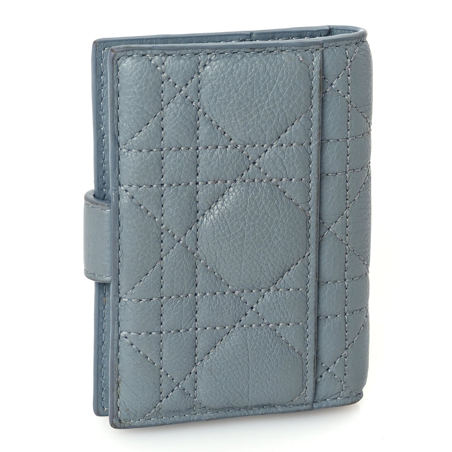 Supple Calfskin Cannage Caro Dandelion Card Holder Cloud Blue