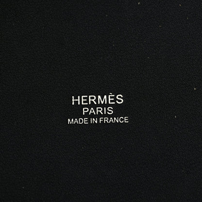 Hermes Swift Toile Borderie H Picotin Lock 18  Noir Ecru Fauve Bleu Zanzibar 5 of 9