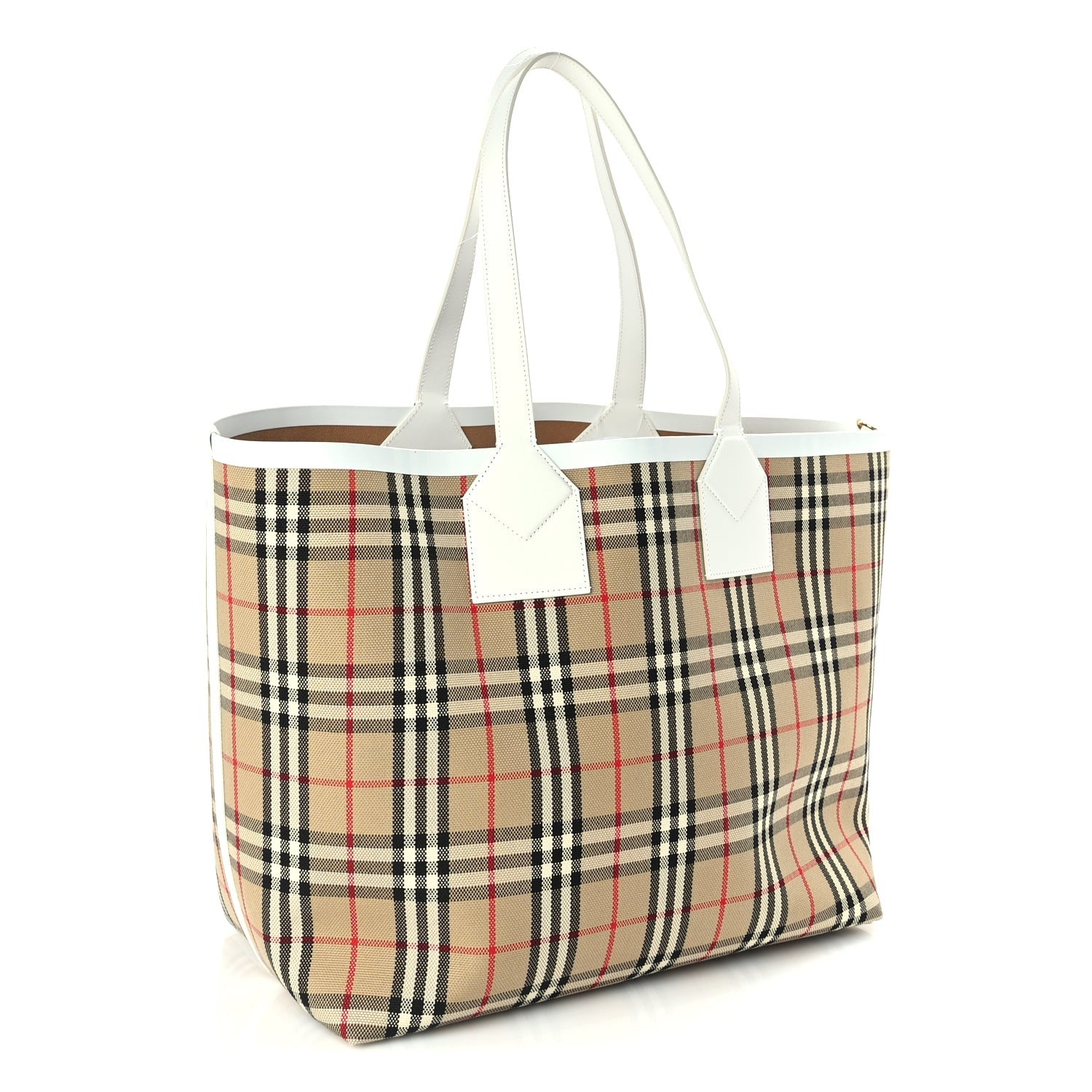 Burberry Cotton Vintage Check Medium London Tote Bag  Briar Brown White 3 of 9