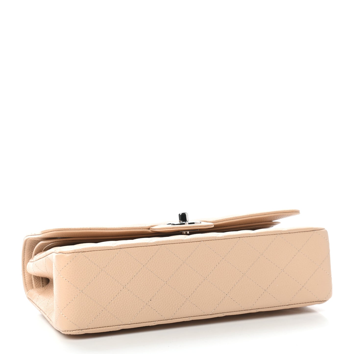 Caviar Quilted Medium Double Flap Beige Clair