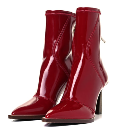 Fendi Glossy Neoprene FFrame Ankle Boots 36 Rosso Ciliegia 3 of 7