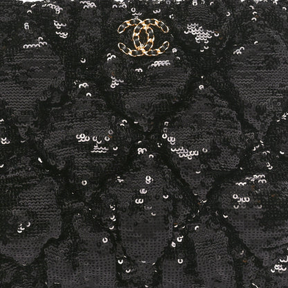 Chanel Sequins Quilted Large Chanel 19 Pouch Black 8 of 11