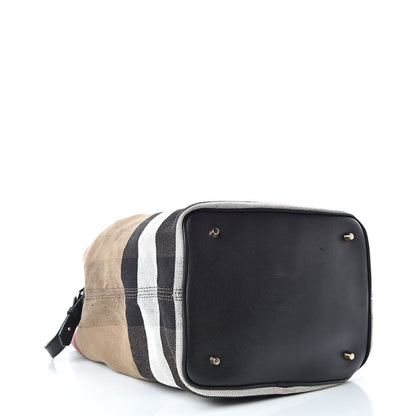 Burberry Canvas Mega Check Medium Ashby Hobo Black 4 of 15