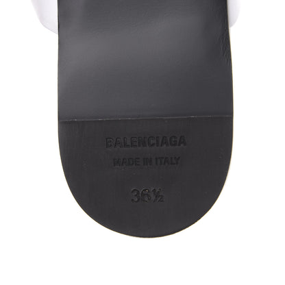 Balenciaga Shiny Sheepskin Oval BB Mule Sandals 36.5 White 6 of 9