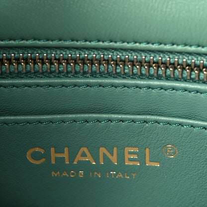 Chanel Lambskin Quilted Mini Rectangular Pearl Crush Flap Dark Green 6 of 10