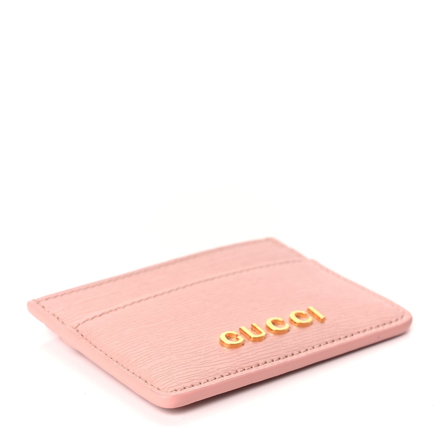 Calfskin Script Card Holder Light Pink