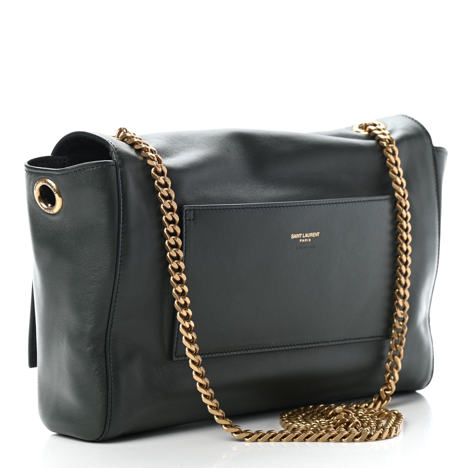 Saint Laurent Smooth Calfskin Suede Medium Reversible Monogram Kate Satchel Olive 3 of 8