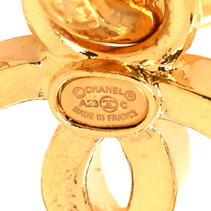 Chanel Crystal CC Shell Hoop Earrings Gold Pink 4 of 4