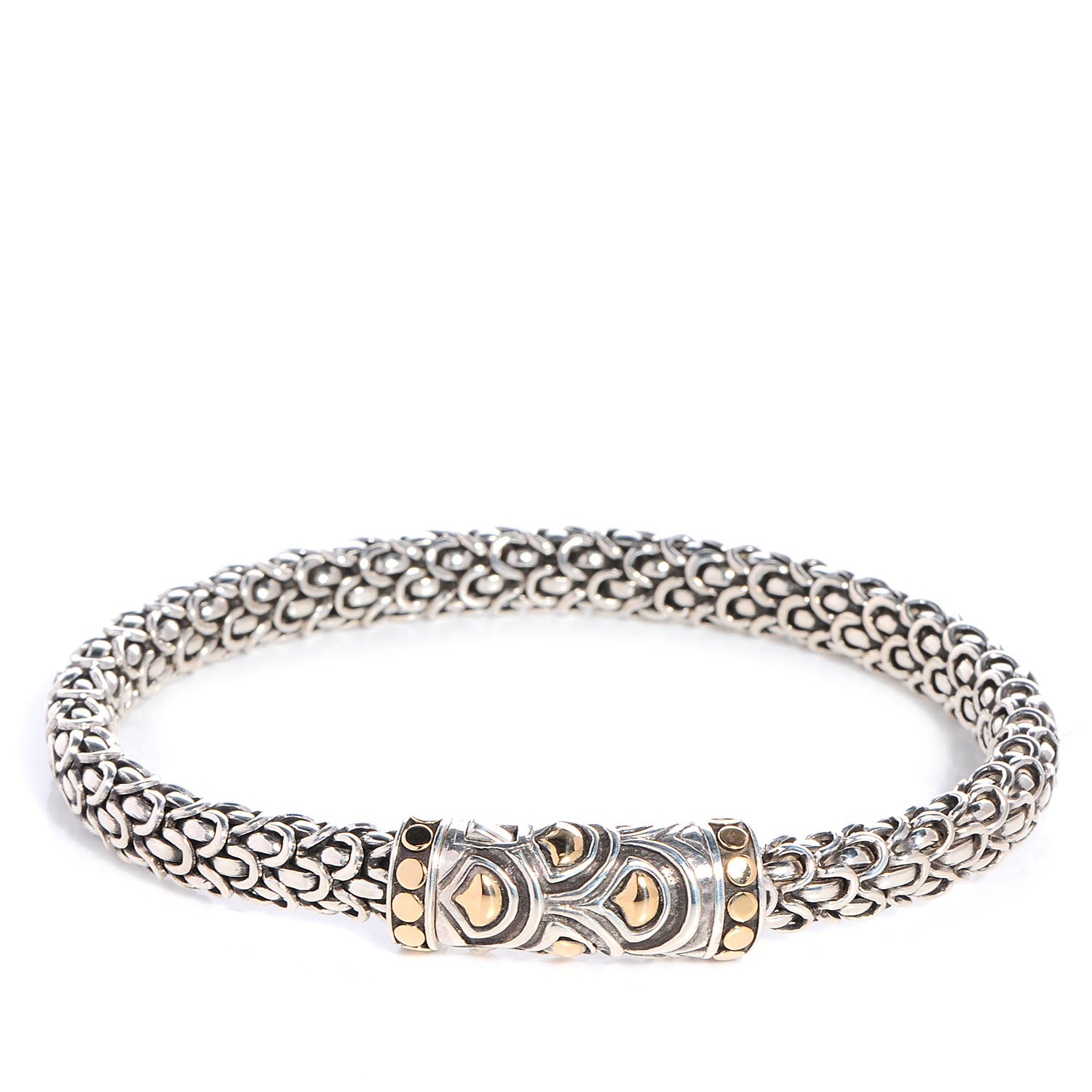 John Hardy Sterling Silver 18K Yellow Gold 6mm Naga Station Bracelet 1 of 6