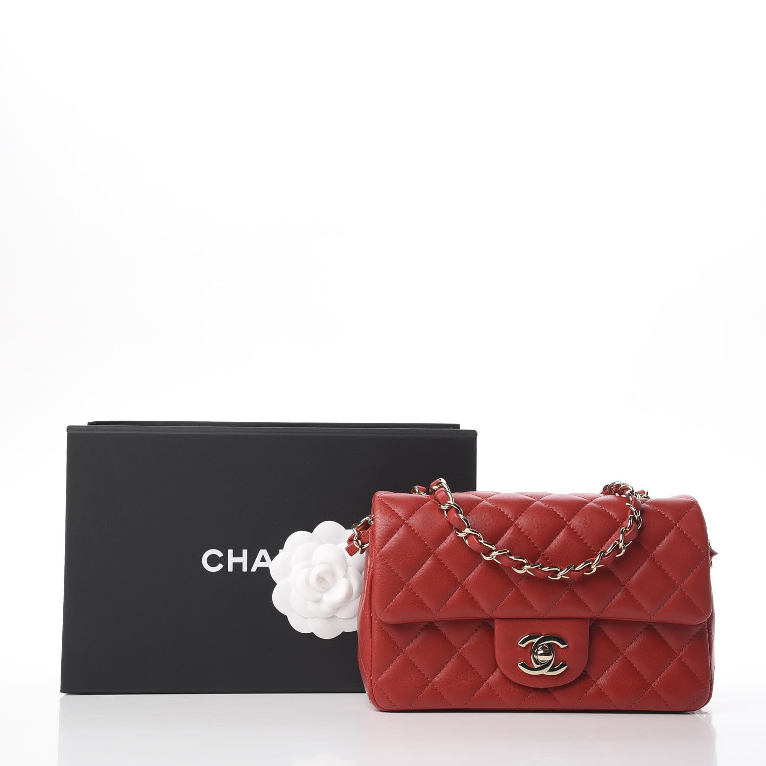 Chanel Lambskin Quilted Mini Rectangular Flap Red 10 of 10