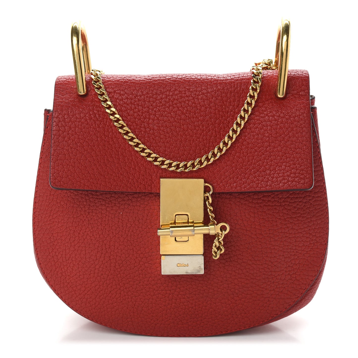 Grained Lambskin Mini Drew Shoulder Bag Plaid Red