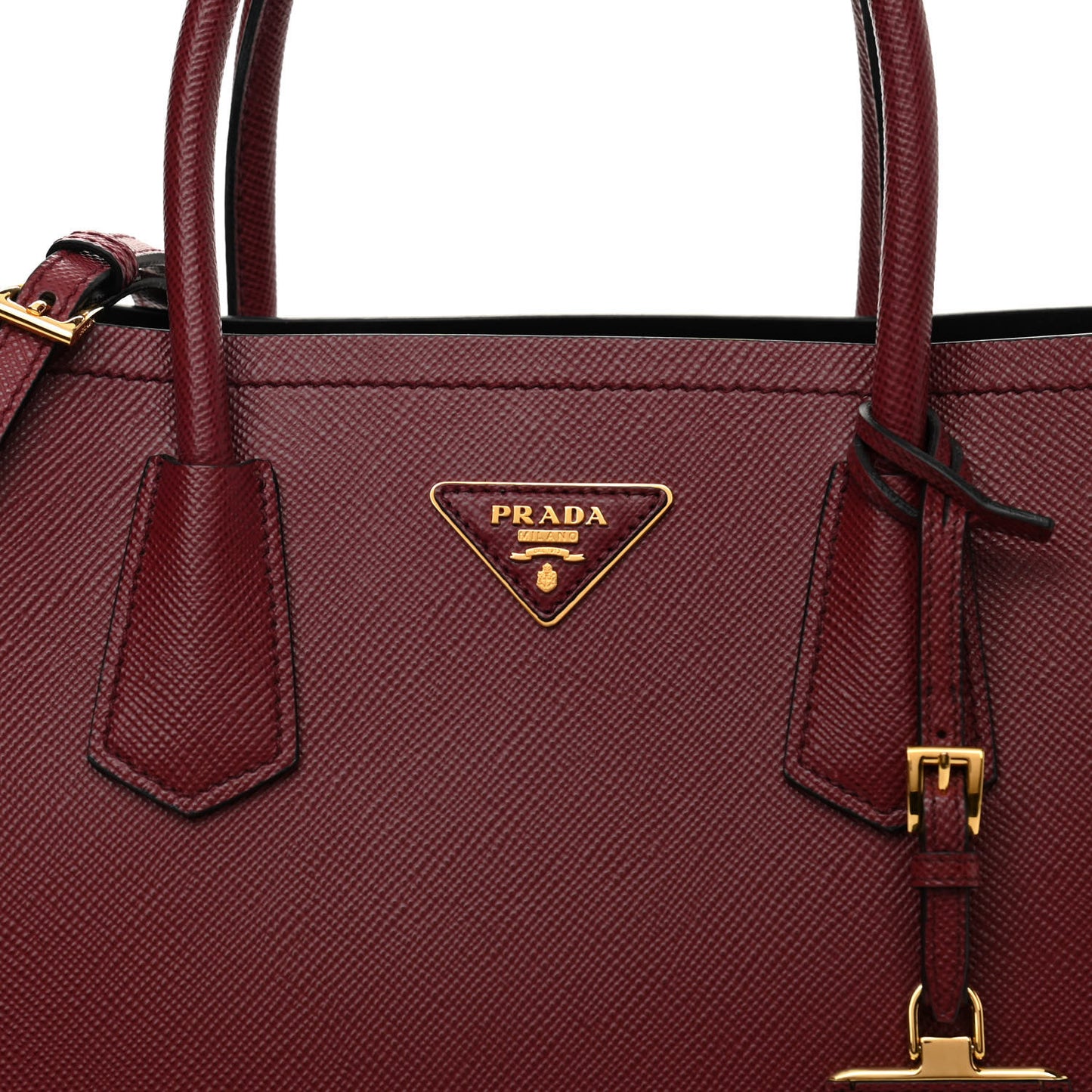 Saffiano Cuir Medium Double Bag Cerise Black