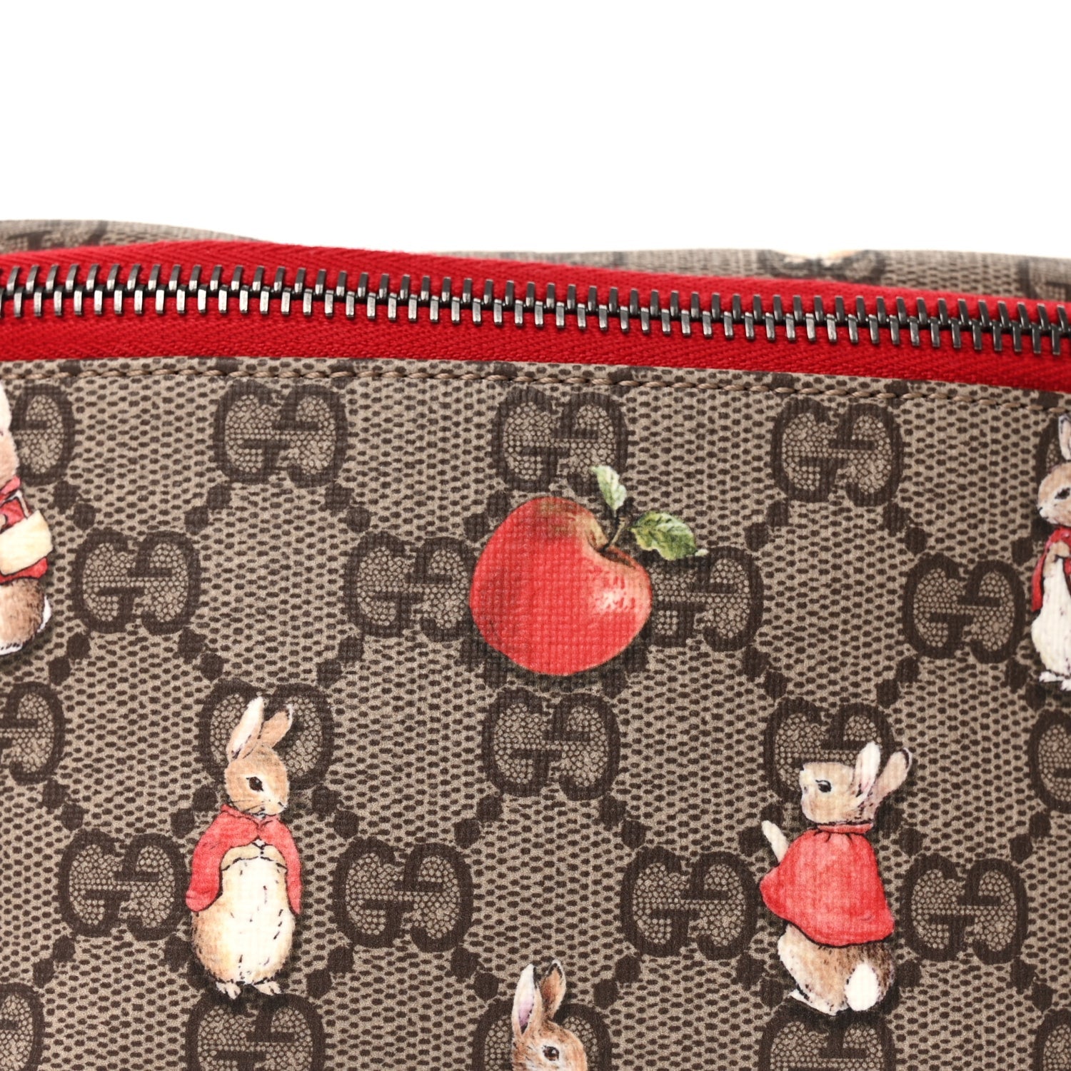 Gucci X PETER RABBIT GG Supreme Monogram Rabbit Print Childrens Belt Bag Beige Ebony Red 3 of 8