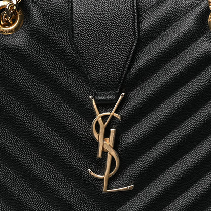 Saint Laurent Grain De Poudre Matelasse Chevron Monogram Shopping Bag Black 6 of 8