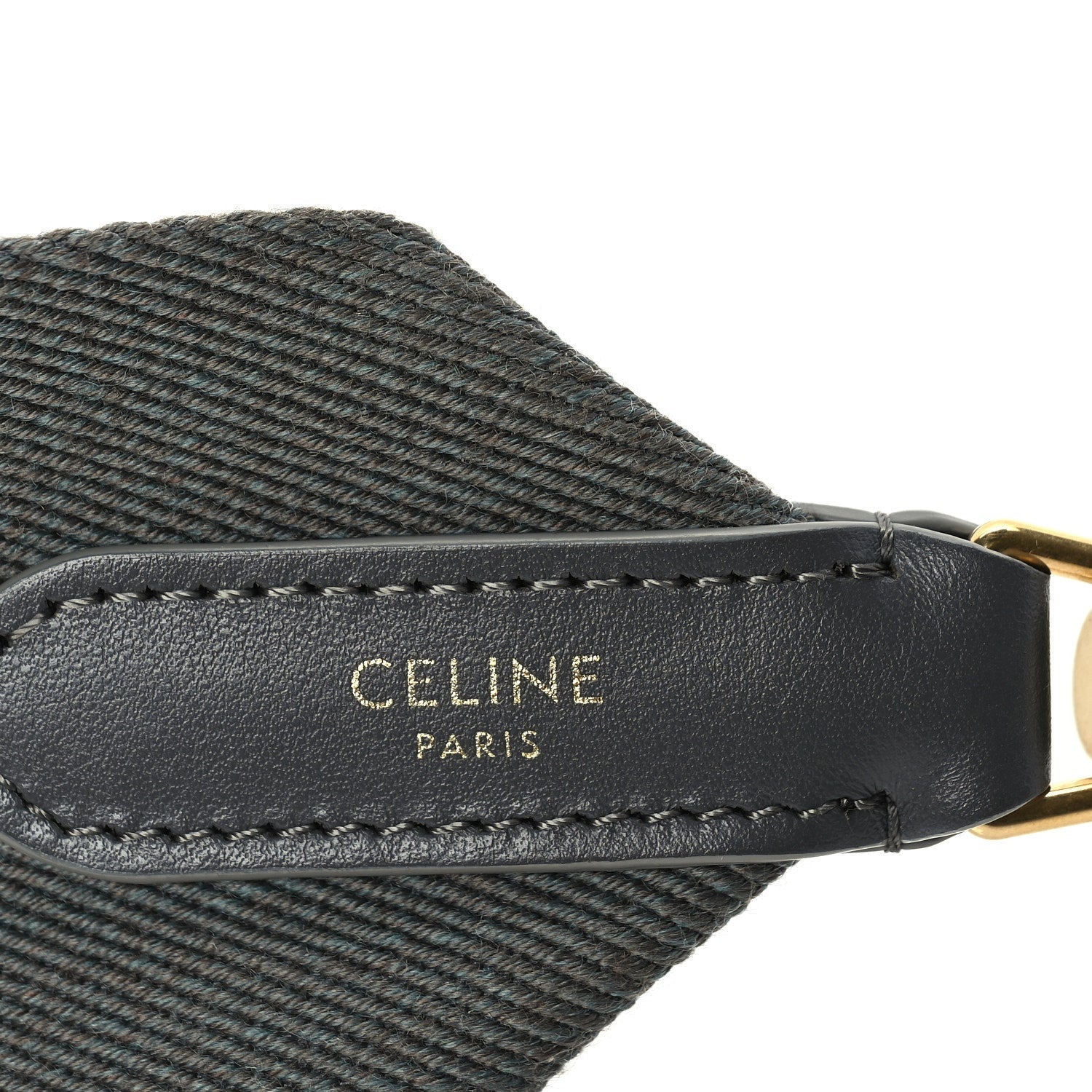 Celine Jacquard Wool Logo Long Strap Grey White 4 of 4