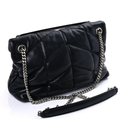 Saint Laurent Lambskin Quilted Small Loulou Puffer Monogram Chain Satchel Black 2 of 8
