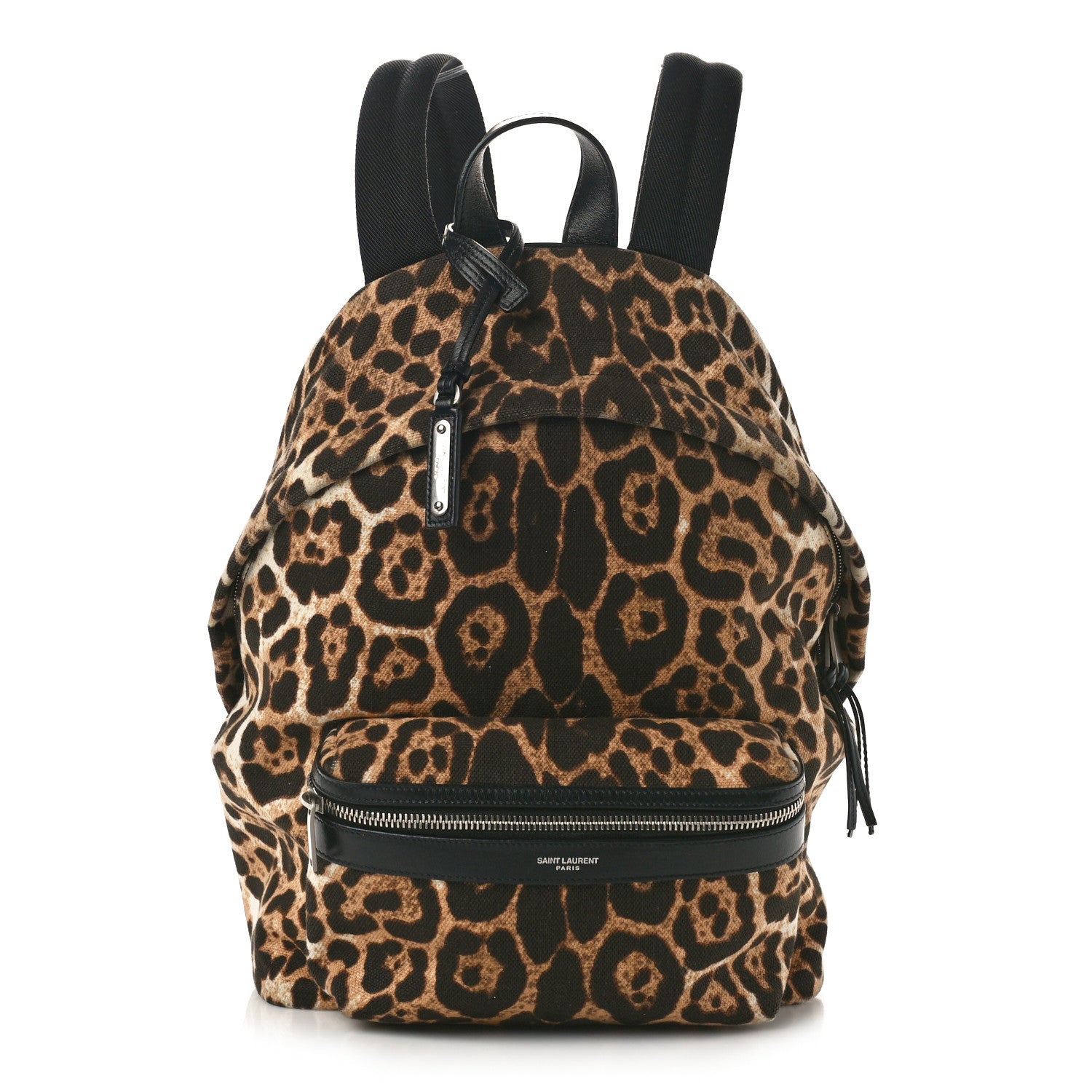 Saint Laurent Canvas Leopard Print City Backpack Light Natural 1 of 10
