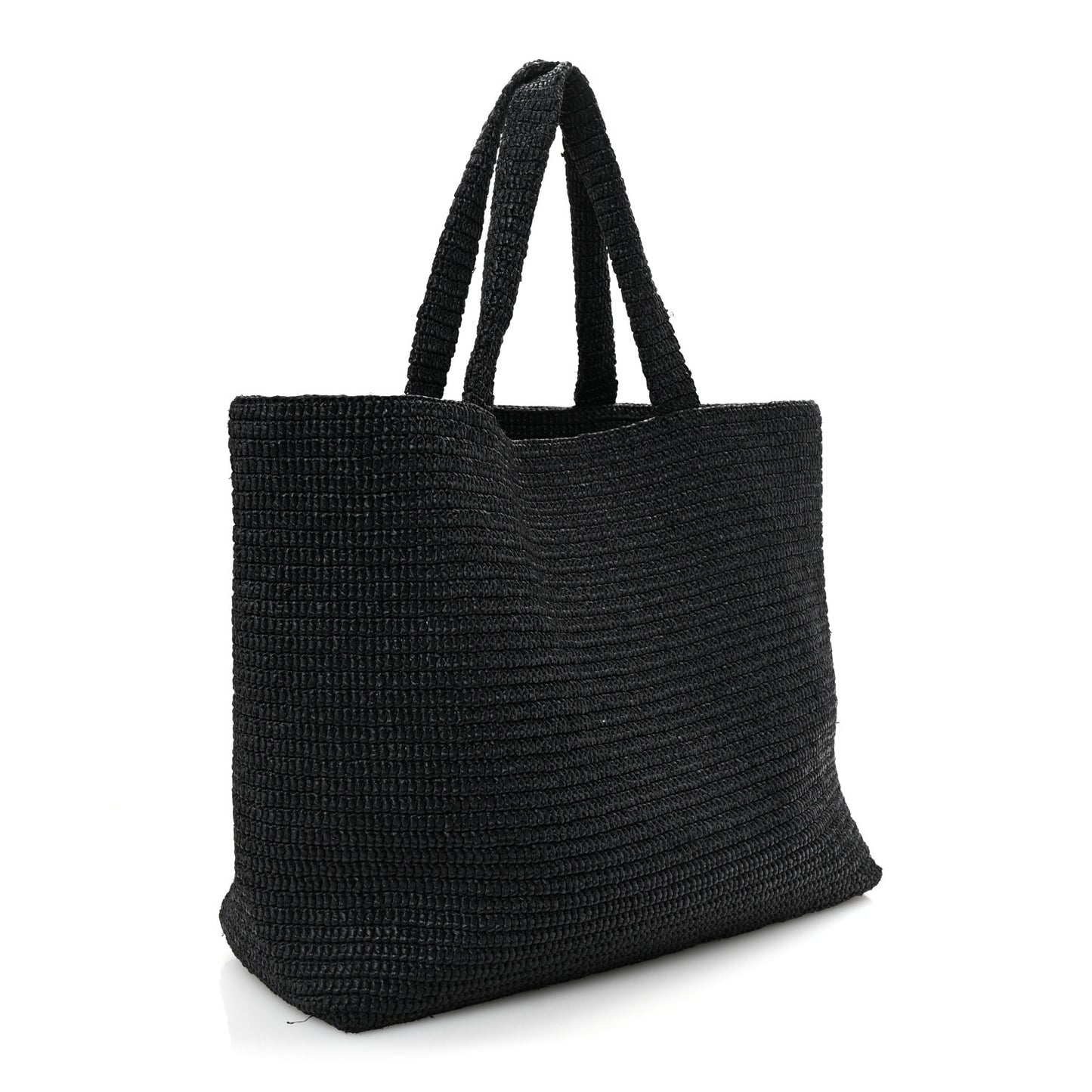 Raffia Logo Tote Black