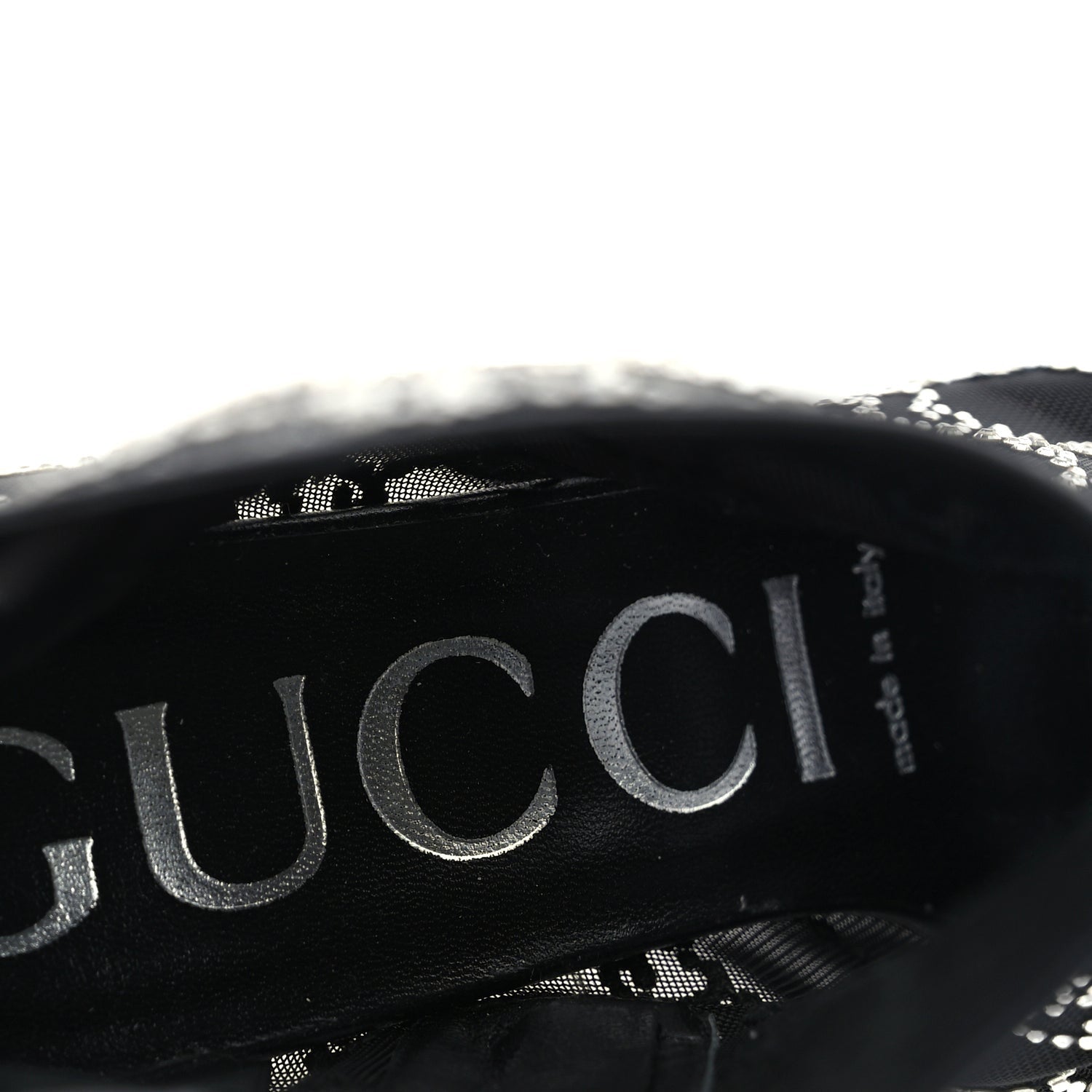 Gucci Tela Retino Kid Scamosciato Crystal GG Monogram Square Demi Boot 37 Black 8 of 8