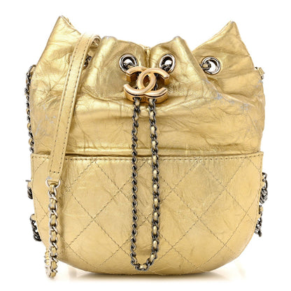 Chanel Metallic Aged Calfskin Quilted Small Gabrielle Bucket Gold 1 of 7