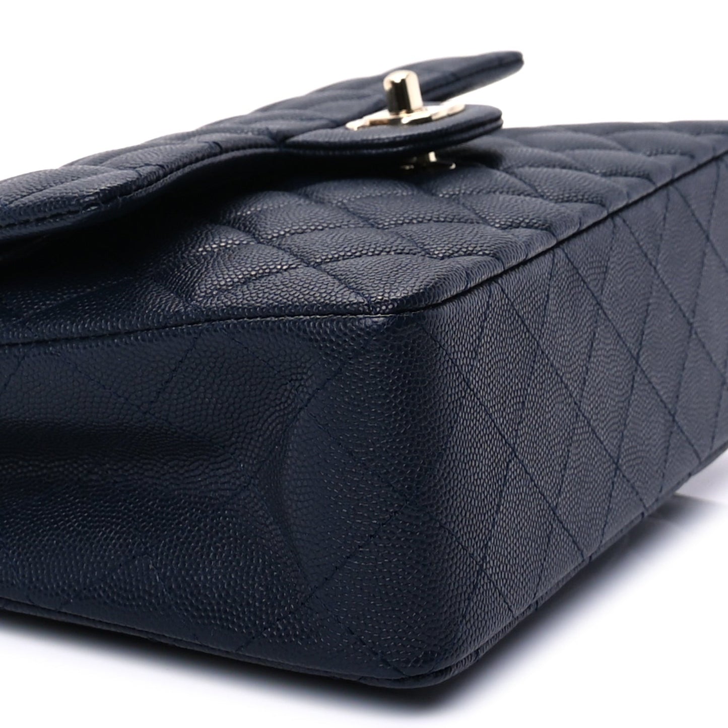 Caviar Quilted Small Double Flap Dark Navy