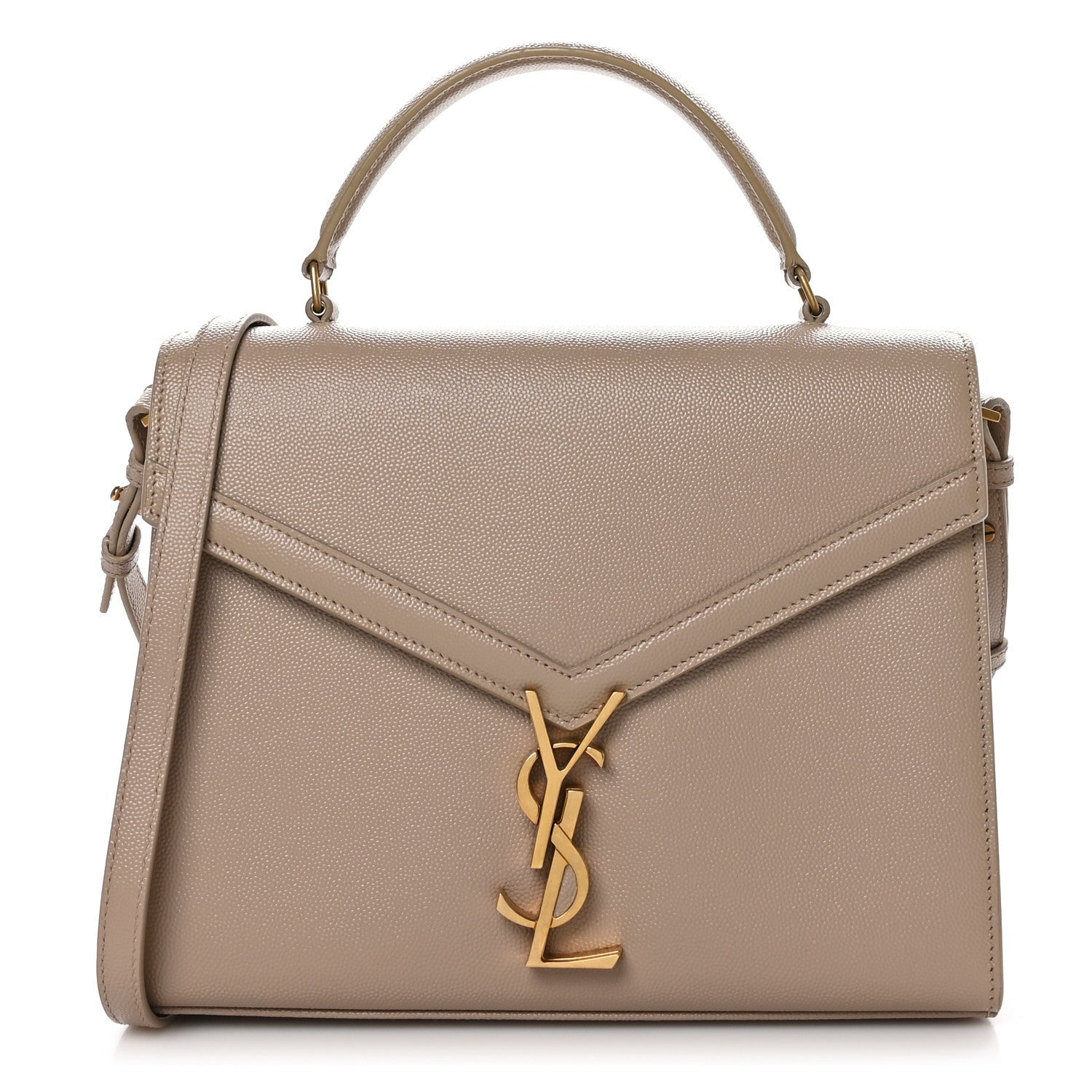 Saint Laurent Grain de Poudre Medium Classic Monogram Cassandra Top Handle Dark Beige 1 of 7