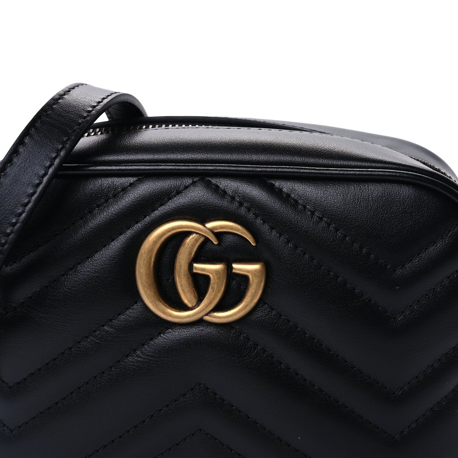 Gucci Calfskin Matelasse Mini GG Marmont Chain Shoulder Bag  Black 6 of 7