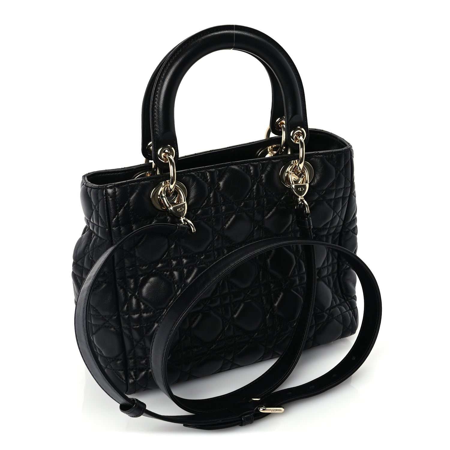Christian Dior Lambskin Cannage Medium Lady Dior Black 2 of 8