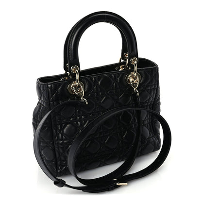 Christian Dior Lambskin Cannage Medium Lady Dior Black 2 of 8
