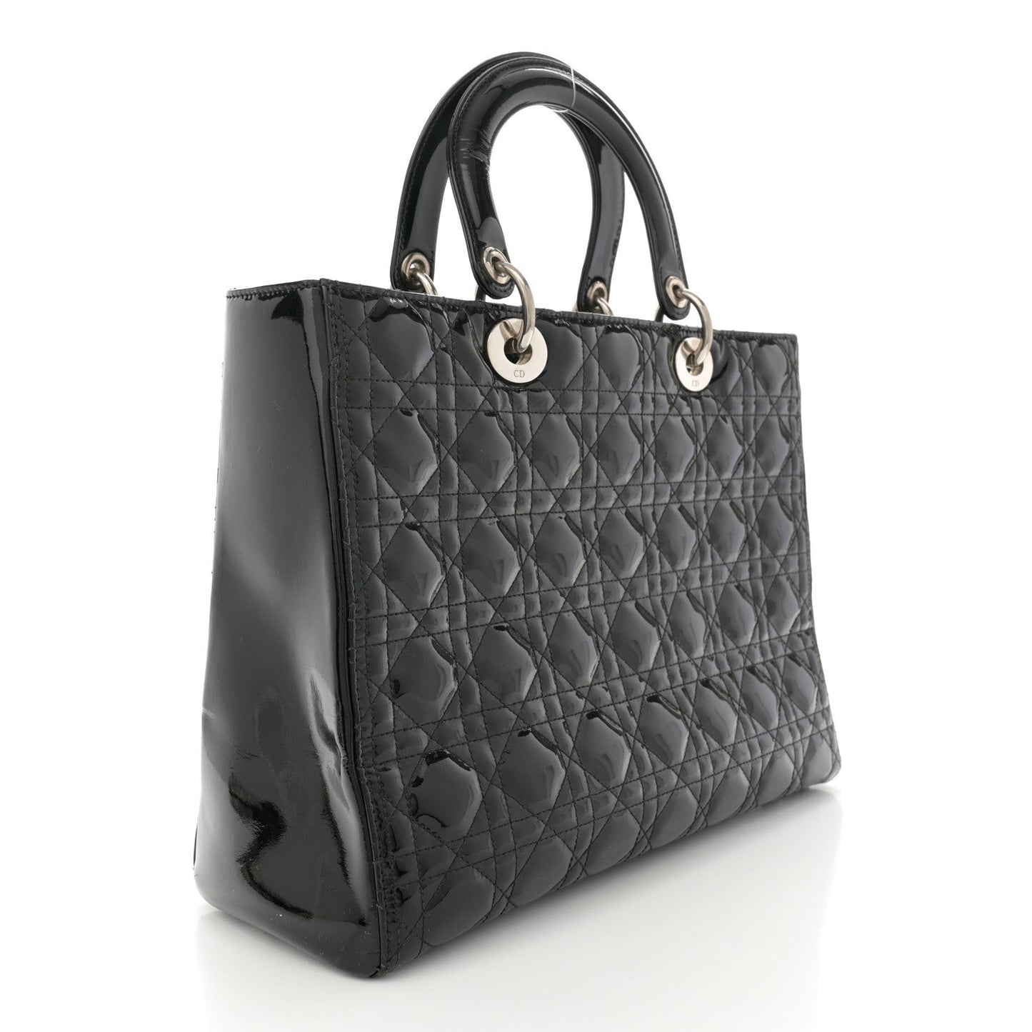 Patent Cannage Large Lady Dior Black
