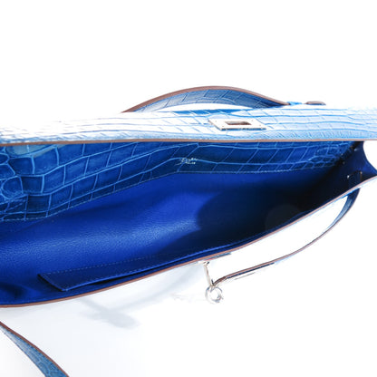 Hermes Shiny Niloticus Crocodile Kelly Cut Pochette Mykonos 7 of 19