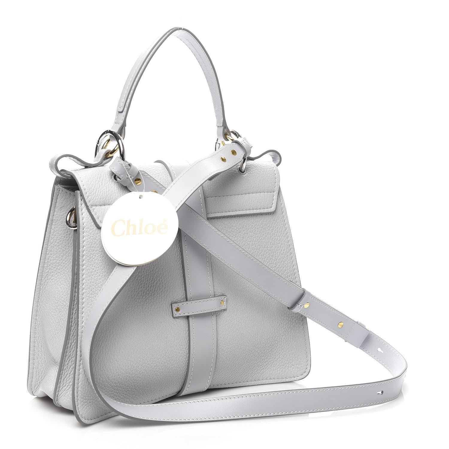 Chloe Shiny Grained Calfskin Medium Aby Day Shoulder Bag Airy Grey 3 of 10