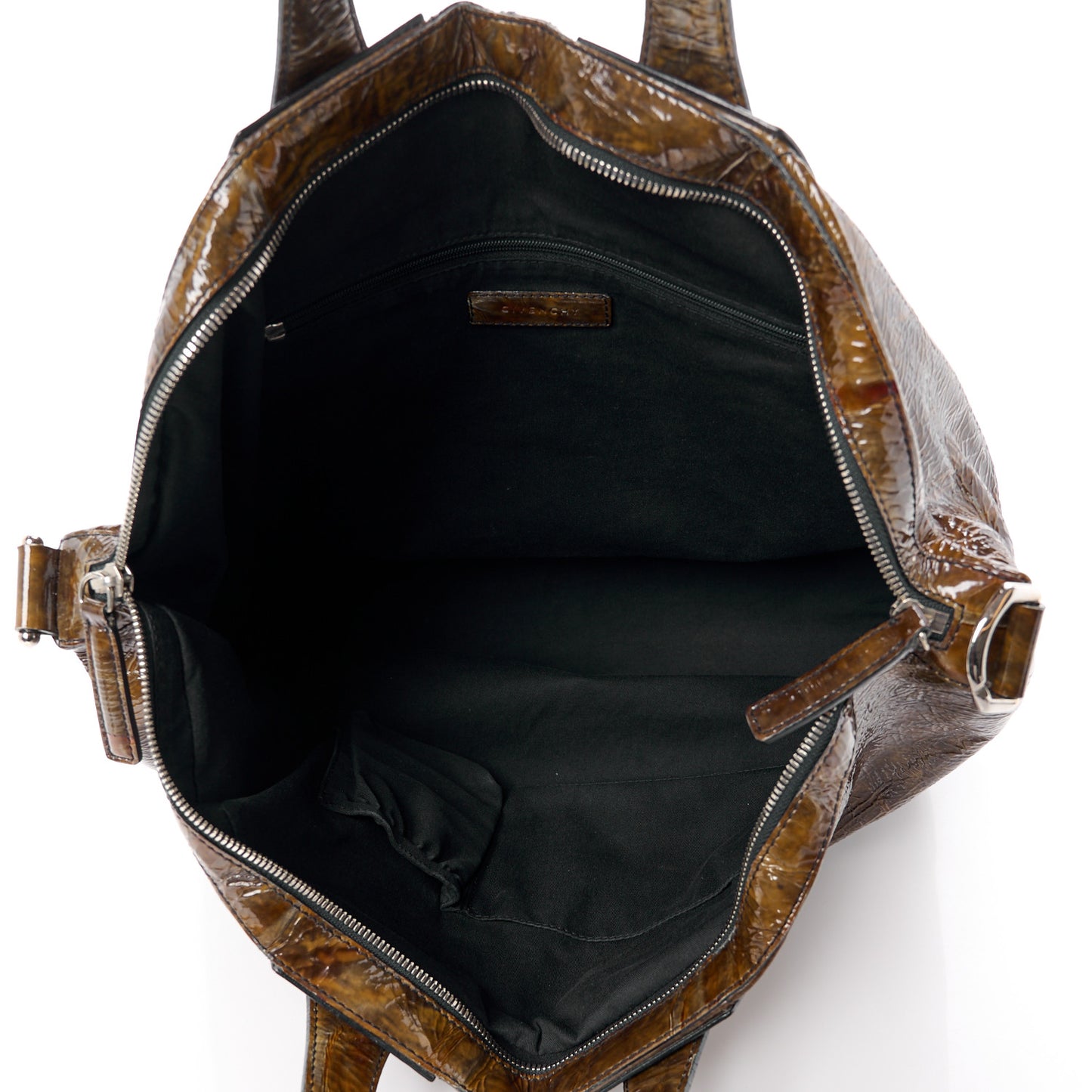 Crinkled Patent Calfskin Medium Nightingale Light Brown