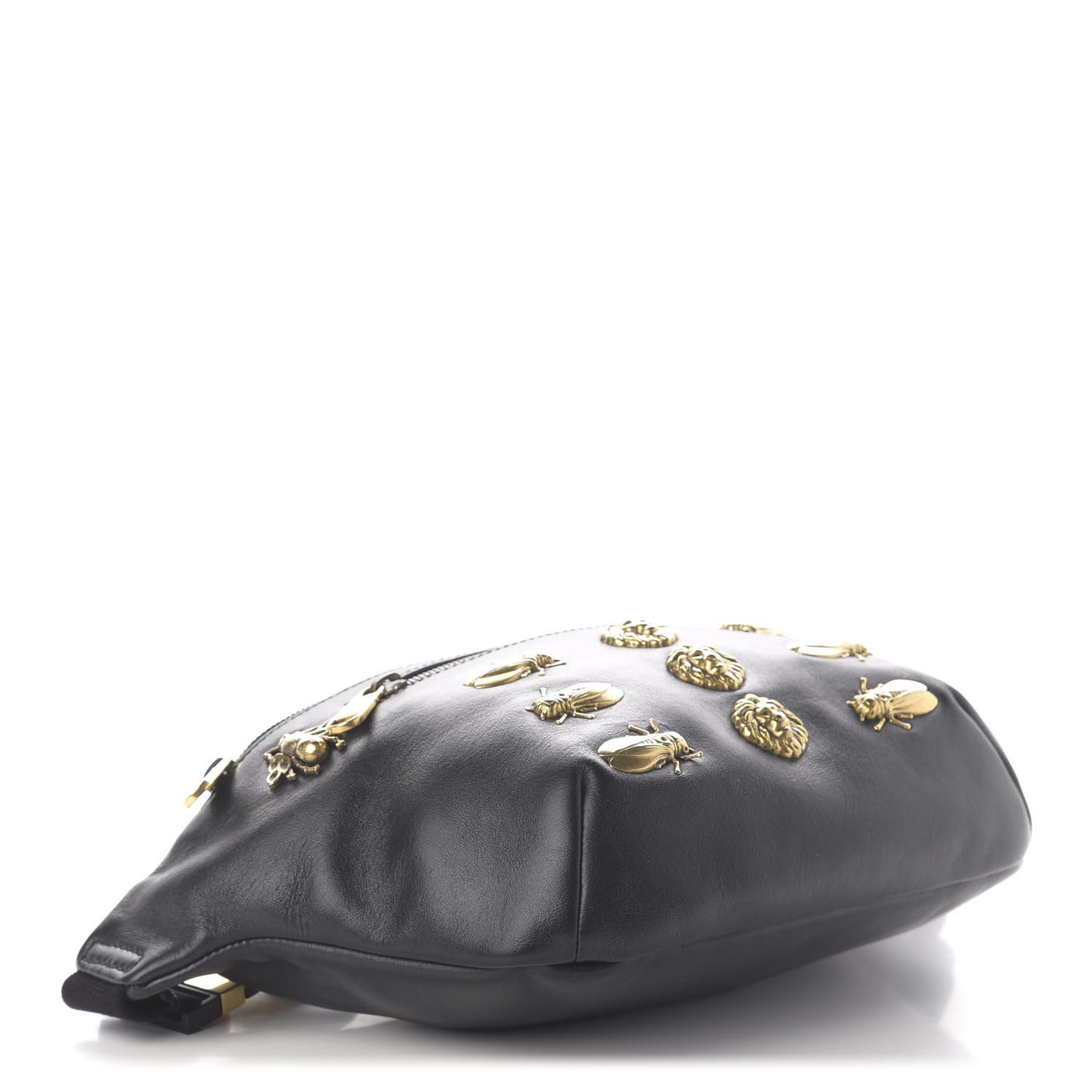 Calfskin Animal Studs Belt Bag Black