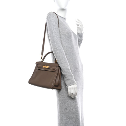 Hermes Taurillon Clemence Kelly Retourne 28 Etoupe 2 of 15