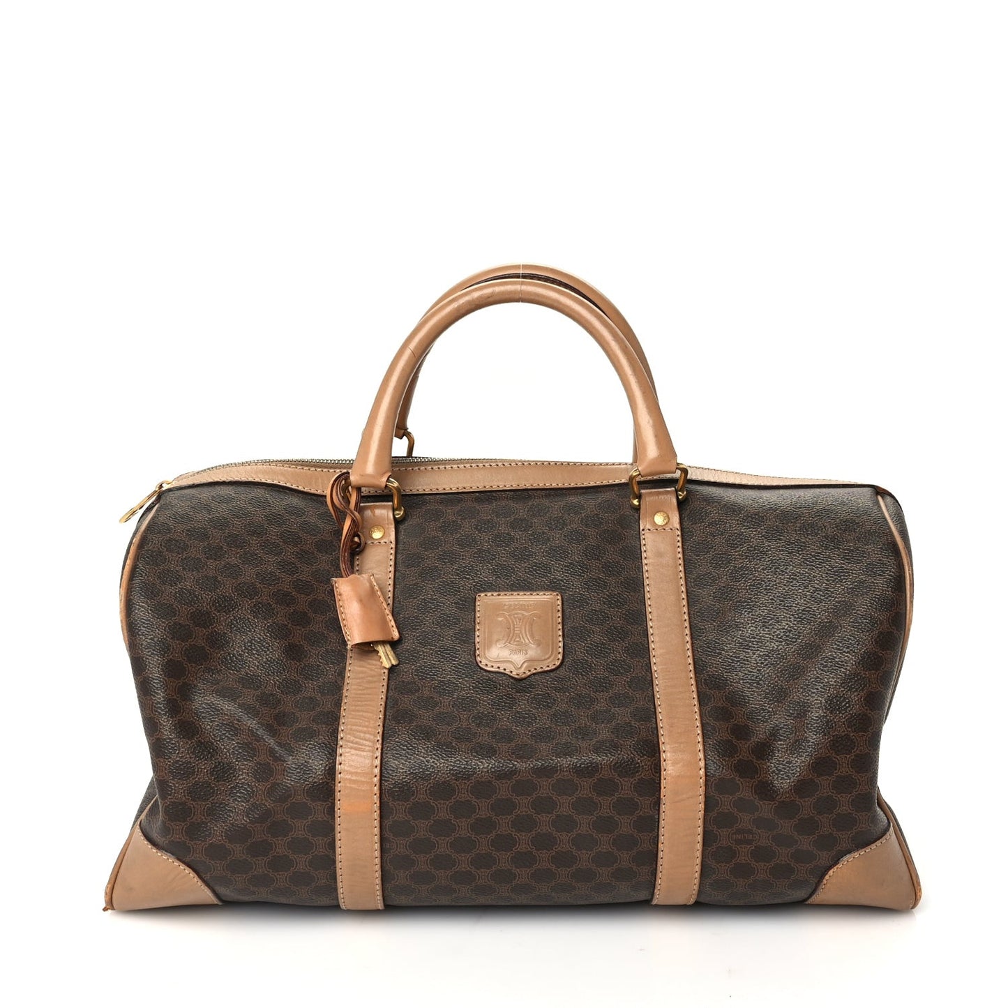 Canvas Calfskin Macadam Boston 40 Duffle Brown