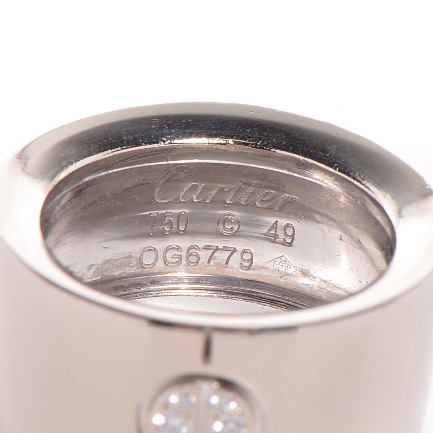 18k White Gold Diamond Love Ring Size 49 US 4.75