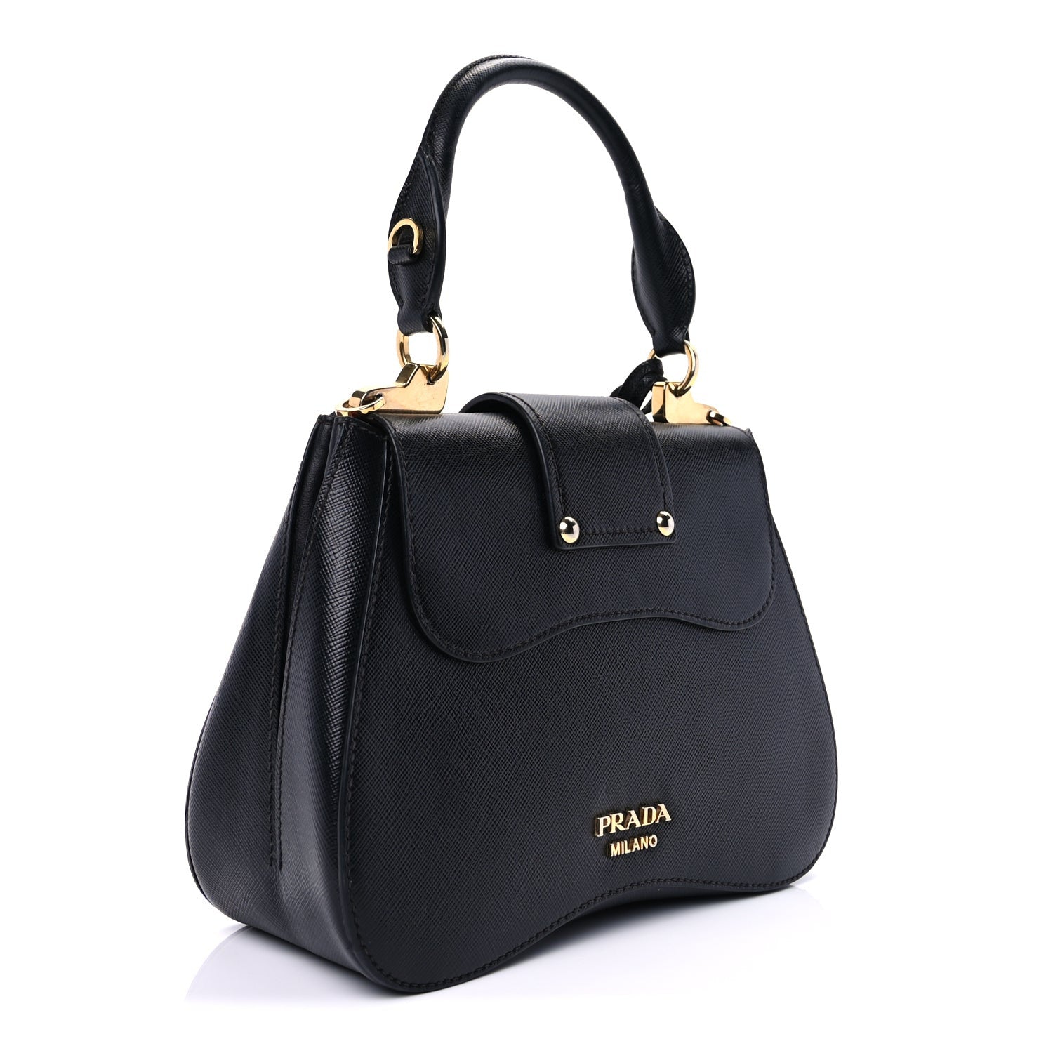 Prada Saffiano Lux Sidonie Top Handle Bag Black 2 of 8