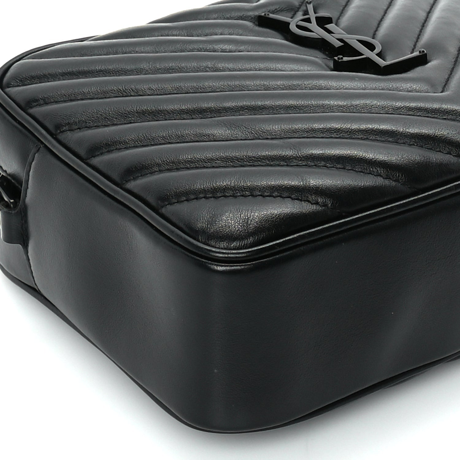 Saint Laurent Calfskin Matelasse Monogram Monochrome Lou Camera Bag  Black 7 of 8