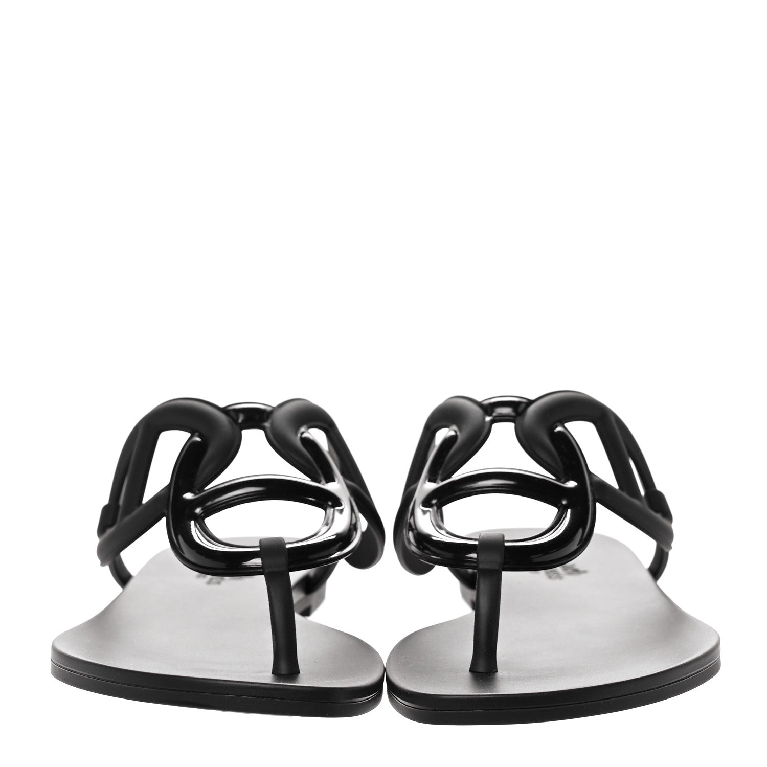 Hermes Rubber Womens Egerie Sandals 39 Black 2 of 9