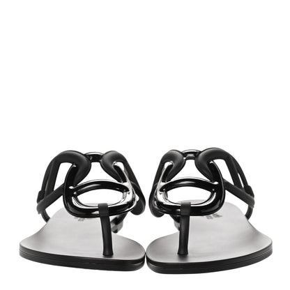 Hermes Rubber Womens Egerie Sandals 39 Black 2 of 9