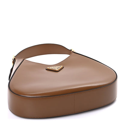 Prada Brushed Calfskin Cleo Adjustable Strap Shoulder Bag  Caramel 3 of 8