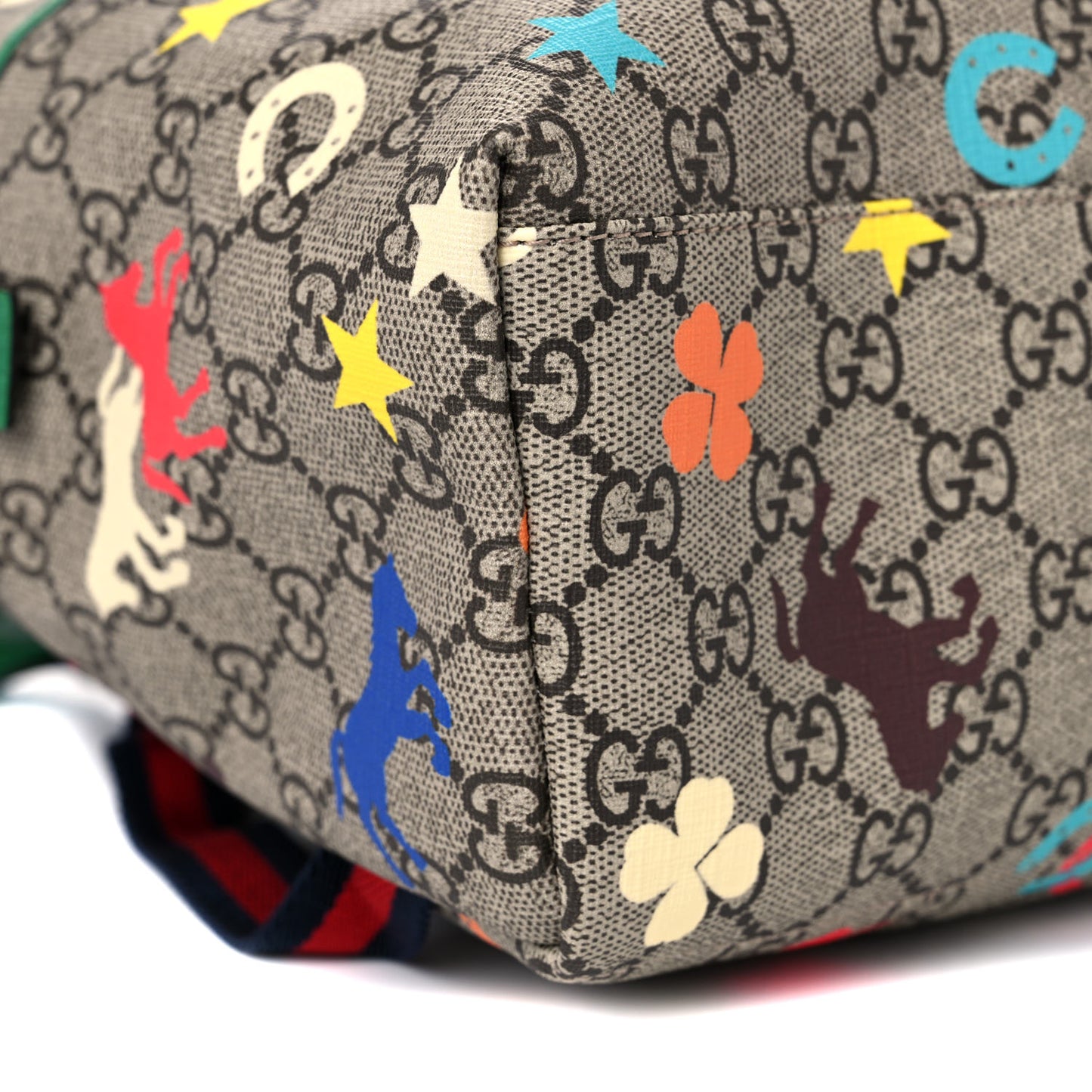 GG Supreme Monogram Ranch Childrens Backpack Beige Ebony Multicolor New Shamarock