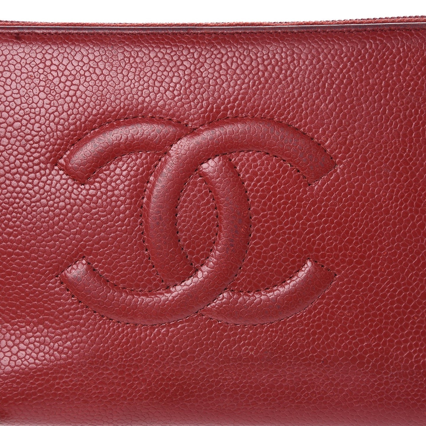 Caviar Large CC Timeless Zip Around Organizer Wallet Red